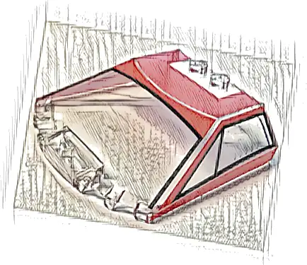 Windscreen 6 x 6 x 1 1/3 Straight Sides with Red and Black Ferrari F40 Roof Pattern