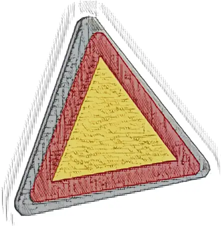 Road Sign 2 x 2 Triangle with Open O Clip with Yellow Triangle with Red Border Pattern (Sticker) - Set 42136
