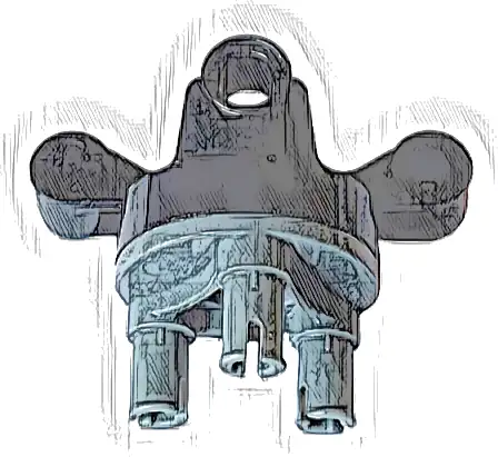 Technic, Steering Axle with 2 Pin Holes and 2 Arms with Axle Holes without Slots (Reinforced) with Dark Bluish Gray Wheel Hub 3 Pins Round (65766 / 92909)