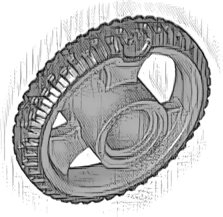 Wheel 21 x 4 with Pin Hole and 3 Spokes with Molded Black Hard Rubber Tire Pattern