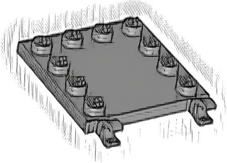 Tile, Modified 4 x 4 with Studs on Edges and 2 Open O Clips (Horizontal Grip)