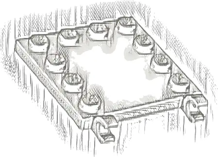 Tile, Modified 4 x 4 with Studs on Edges and 2 Open O Clips (Horizontal Grip)