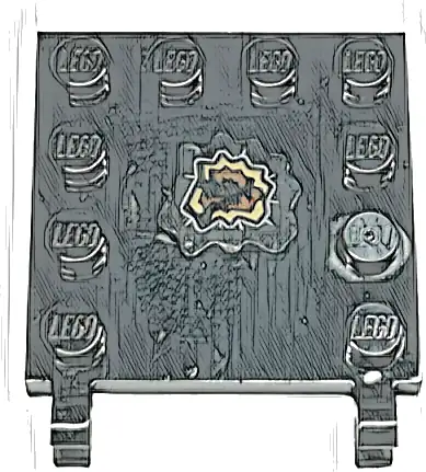 Tile, Modified 4 x 4 with Studs on Edges and 2 Open O Clips (Horizontal Grip) with Dark Tan and Reddish Brown Tear Pattern Side B (Sticker) - Set 76421