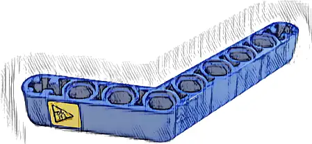 Technic, Liftarm, Modified Bent Thick 1 x 9 (6 - 4) with Yellow Danger Warning Triangle Pattern (Sticker) - Set 42128
