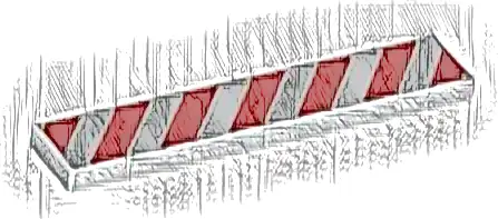 Tile 1 x 6 with Red Danger Stripes Pattern