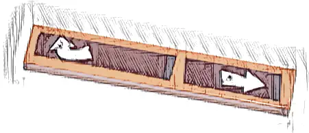 Tile 1 x 6 with White Arrows on Reddish Brown and Dark Brown Wooden Boards Pattern