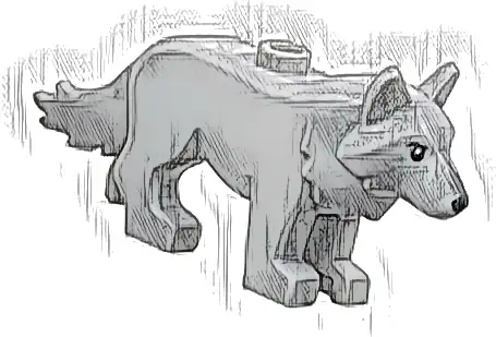 Wolf with Stud on Back with Black Eyes and Nose, Dark Bluish Gray Fur on Muzzle Pattern