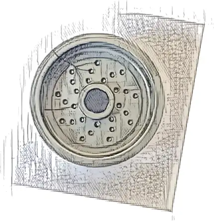 Wheel 18mm D. x 12mm with Pin Hole and Stud, Dotted Brake Rotor Lines