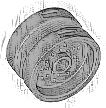 Wheel 18mm D. x 12mm with Pin Hole and Stud, Dotted Brake Rotor Lines