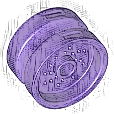 Wheel 18mm D. x 12mm with Pin Hole and Stud, Dotted Brake Rotor Lines