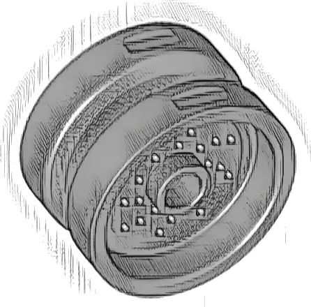 Wheel 18mm D. x 12mm with Pin Hole and Stud, Dotted Brake Rotor Lines