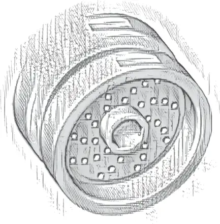Wheel 18mm D. x 12mm with Pin Hole and Stud, Dotted Brake Rotor Lines