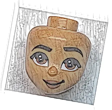 Mini Doll, Head Friends with Black Eyebrows, Reddish Brown Eyes and Lips, Closed Mouth Smile Pattern (Moana)