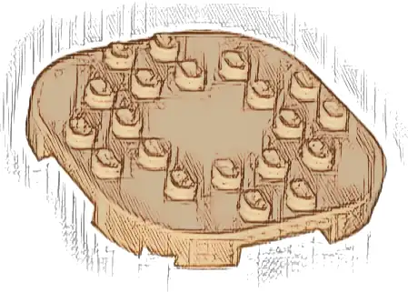 Plate, Modified 6 x 6 with Rounded Corners and 4 Feet