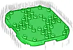 Część LEGO® 66790 Płytka, Zmodyfikowana 8 x 8 z Zaokrąglonymi Rogami i 4 Nóżkami