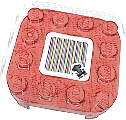 Plate, Modified 4 x 4 with Rounded Corners and 4 Feet with Super Mario Scanner Code Throne Pattern (Sticker) - Set 71435