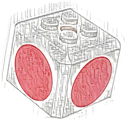 Brick, Modified Cube, 4 Studs on Top with Red Circle Pattern on All Sides (Super Mario Toad Cap)