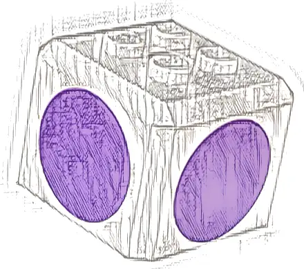 Brick, Modified Cube, 4 Studs on Top with Dark Purple Circle Pattern on All Sides (Super Mario Purple Toad Cap)