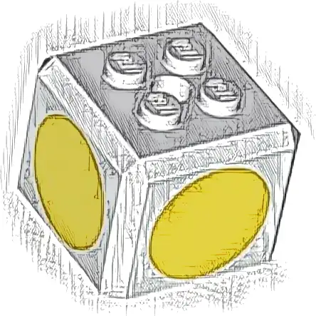 Brick, Modified Cube, 4 Studs on Top with Yellow Circle Pattern on All Sides (Super Mario Yellow Toad Cap)