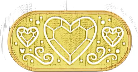 Tile, Round 2 x 4 Oval with White Crystal Hearts and Swirls on Gold Background Pattern (Sticker) - Set 43205