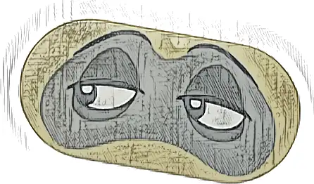 Tile, Round 2 x 4 Oval with Black Eyebrows, White Eyes, and Dark Bluish Gray Eye Shadow on Light Bluish Gray Mask Pattern (Percy Face)