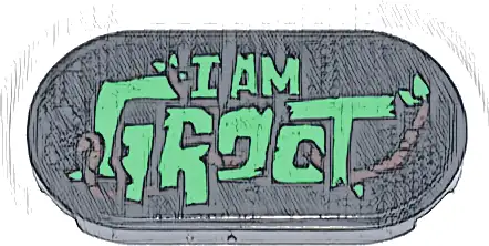 Tile, Round 2 x 4 Oval with Bright Green Leaves, 'I AM GROOT' and Reddish Brown Vines Pattern (Sticker) - Set 76297