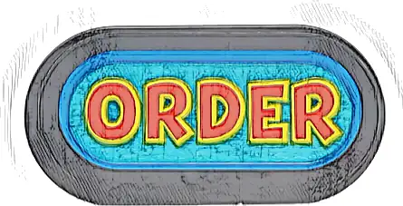 Tile, Round 2 x 4 Oval with Red and Yellow 'ORDER' on Medium Azure Background with Blue Border Pattern (Sticker) - Set 77076