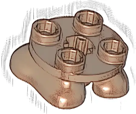 Legs with Plate Round 2 x 2 and Axle Hole - 2 Feet