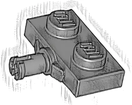 Plate, Modified 1 x 2 with Wheel Holder, Reinforced Underside