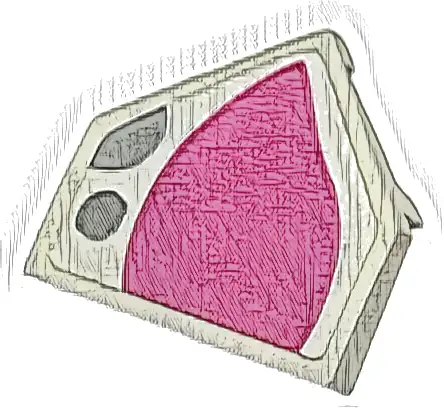 Wedge 2 x 2 x 2/3 Pointed with Dark Pink Shape and Light Bluish Gray Spots Pattern (Pua Left Ear) (Sticker) - Set 43226