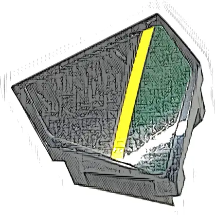 Wedge 2 x 2 x 2/3 Pointed with Dark Green and Yellow Stripes Pattern Model Right Side (Sticker) - Set 76907