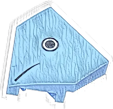 Wedge 2 x 2 x 2/3 Pointed with White Eye with Black Pupil, Circle Outline and Tapered Line Pattern