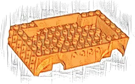 Vehicle, Base 6 x 12 x 2 2/3 with Mudguards, 4/6 x 10 Recessed Center with 4 Holes and Axle Holes on Sides