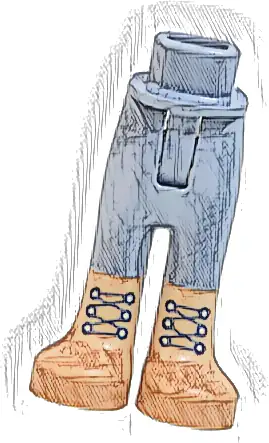 Mini Doll Hips and Trousers with Back Pockets with Molded Medium Nougat Lower Legs / Boots and Printed Black Laces Pattern - Thin Hinge