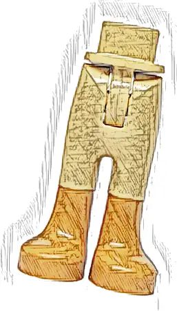 Mini Doll Hips and Trousers with Back Pockets with Molded Medium Nougat Lower Legs / Boots Pattern - Thin Hinge