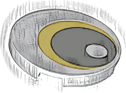 Tile, Round 3 x 3 with Bright Light Orange and Black Eye Pattern