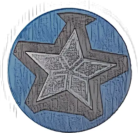 Tile, Round 3 x 3 with Silver Captain America Star on Black Background Pattern