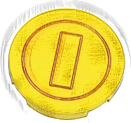 Tile, Round 3 x 3 with Dark Orange Circle and Rectangle with Bright Light Orange Highlights Pattern (Super Mario Coin)