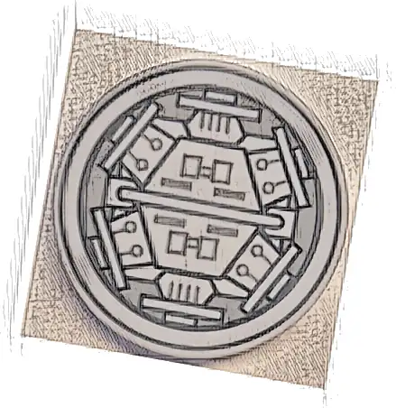 Tile, Round 3 x 3 with Black and Dark Bluish Gray SW Millennium Falcon Airlock Door Machinery Pattern