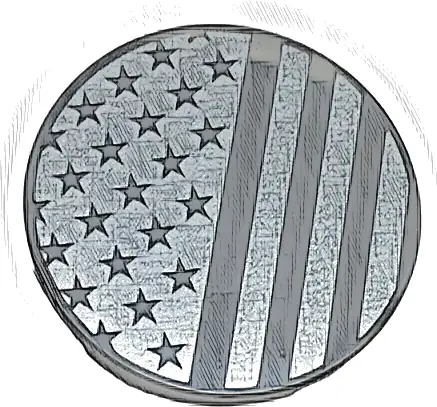 Tile, Round 3 x 3 with Stars and Dark Silver Stripes Pattern