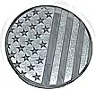 Część LEGO® 67095pb077 Płytka okrągła 3 x 3 z gwiazdami i ciemnosrebrnymi paskami, wzór