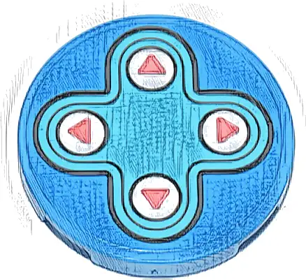Tile, Round 3 x 3 with Medium Azure Game Controller Pad with White and Coral Arrow Direction Buttons Pattern (Sticker) - Set 71490