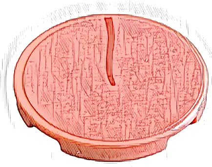 Tile, Round 3 x 3 with Tongue with Red Midline Groove / Curved Line Pattern (Sticker) - Set 43269