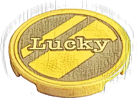 Tile, Round 3 x 3 with Gold Dalmatian Dog Tag with Diagonal Stripes and Bright Light Yellow 'Lucky' Pattern (Sticker) - Set 43269