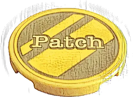 Tile, Round 3 x 3 with Gold Dalmatian Dog Tag with Diagonal Stripes and Bright Light Yellow 'Patch' Pattern (Sticker) - Set 43269