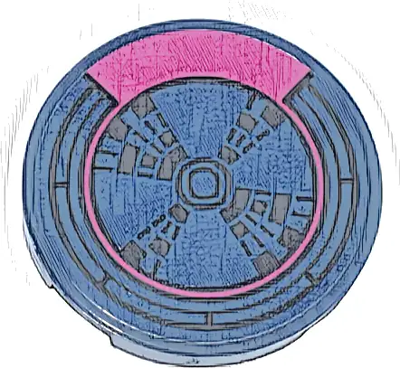Tile, Round 3 x 3 with Black and Magenta Radar, Cosmic Energy Power Emblem Pattern (Sticker) - Set 76316