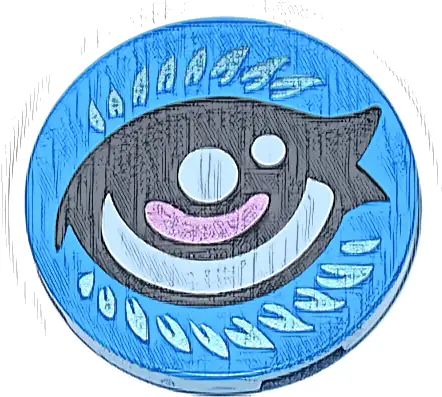 Tile, Round 3 x 3 with Black Eye, White and Metallic Pink Pupil and Metallic Light Blue Feathers Pattern Model Left Side