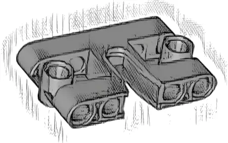 Technic, Pin Connector Block, Liftarm 1 x 3 x 5 with Cutout