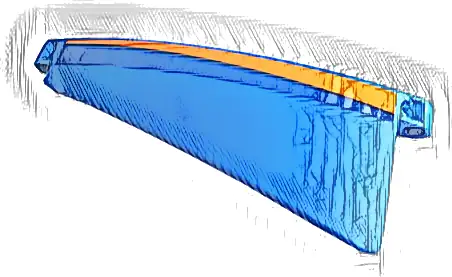 Technic, Panel Curved #50 5 x 13 Tapered Left with Black and Orange Stripe Pattern (Sticker) - Set 42141