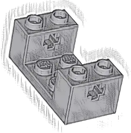 Technic, Brick 2 x 4 x 1 1/3 with Axle Holes and 2 x 2 Cutout